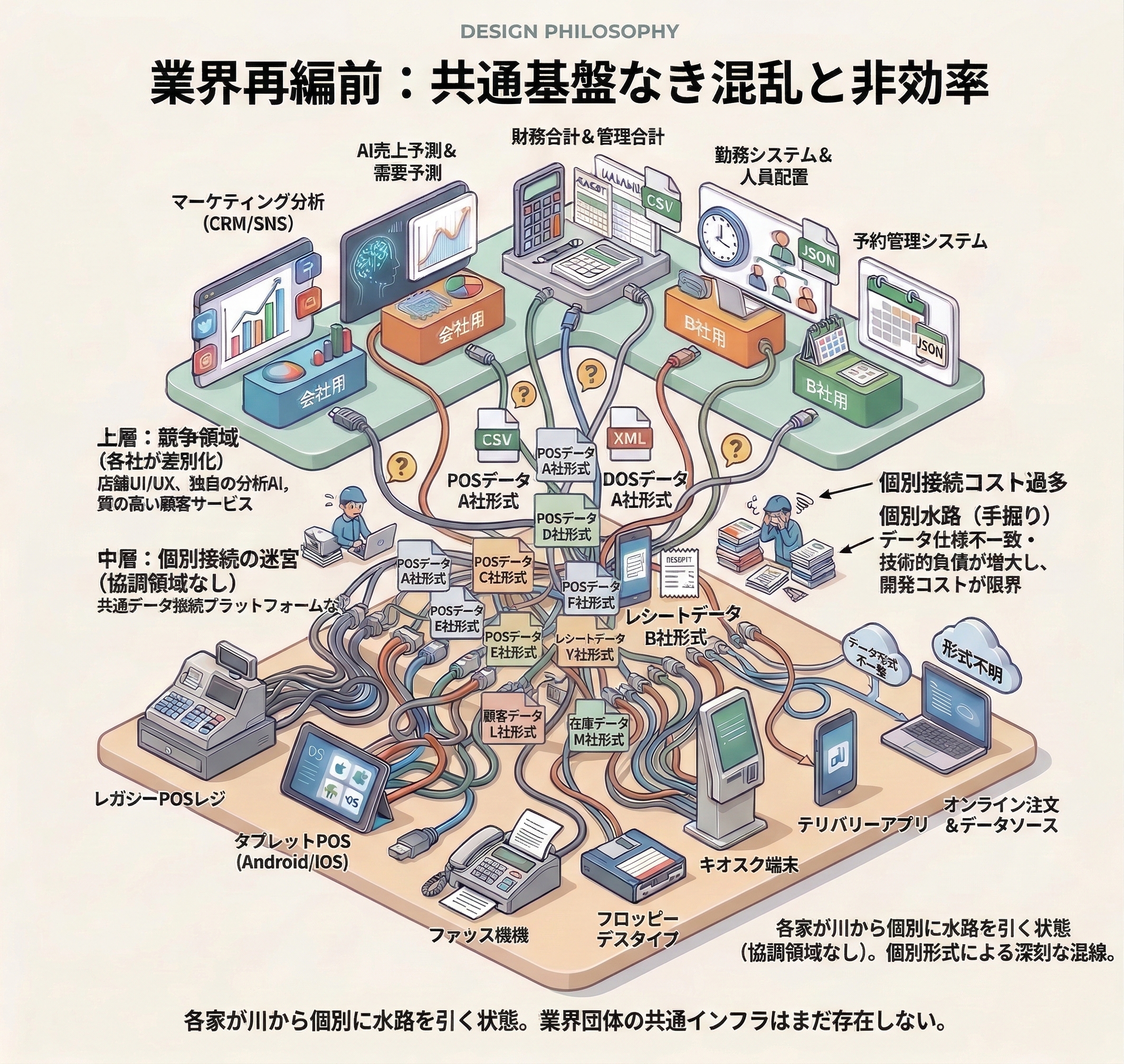 業界再編前：共通基盤なき混乱と非効率